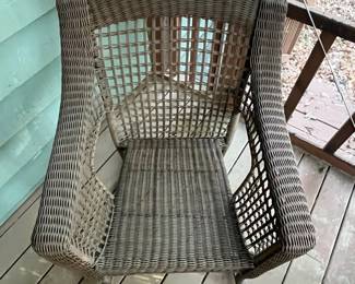 C92 - $140. Pair of Hampton Bay Rockers. Have been used on a screened in porch. Measures 27.5" x 34" deep x 36" tall. 