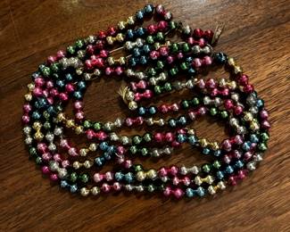C108 - $60. Vintage Mercury Glass Garland Small Bead Multicolored. Measures 100" long