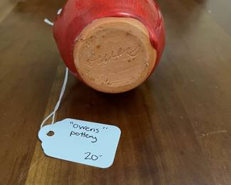 C87 - $20. "Owens" Signed Pottery. 