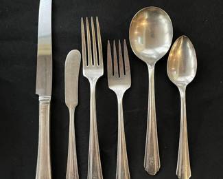 C1 - $40. Triple Plated Flatware - Service for 8. WMA Rogers Oneida. Monogramed "B". Includes Box. 
