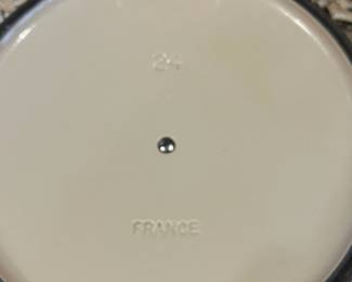 C9 - $125. Le Creuset #24 Dutch Oven Flame Orange. Small chip/ scratch on handle - otherwise in almost new condition. 