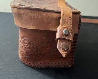 C62 - $30. Hand Tooled Leather Purse. "H" on the top.