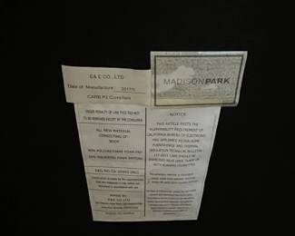 C40 - $30. Madison Park Upholstered Arm Chair. Sturdy. Has some pilling and pulls. Measures 27" wide x 31" tall. 