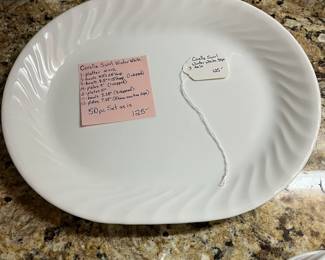 C4 - $125. Corelle Swirl Winter White. 50 Pcs. A few pieces have minor chips. 
