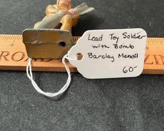 C65 - $60. Barclay Manoil Lead Toy Soldier W/ Bomb. Metal Cast Co. # 23A