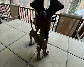 C94 - $25. Metal Yard Art Dog. Measures 15" x 6" x 18.5" tall. 