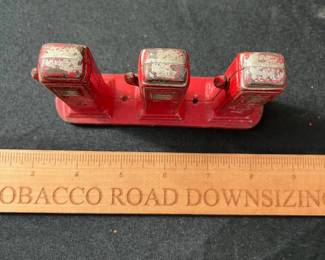 C73 - $25. 1930's Cast Iron Triple Gas Pump For A Train set.