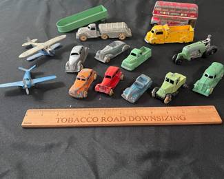 C81 - $40. Lot of 16 Vintage Metal Toy Cars, Planes, Truck & Tractor. 