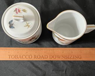 C52 - $20. Chinese Garden By Stafford. Set includes 4 cups, sugar and creamer.