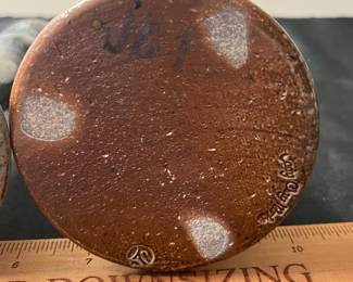 C98 - $20. Clay Works Pottery Candlesticks. 