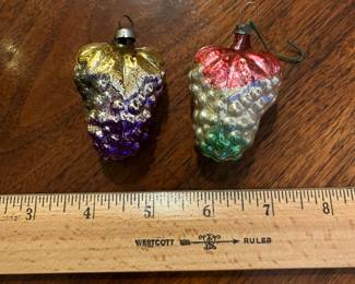 C104 - $35. 2 Antique Mercury Glass Grapes Kugel Poland.