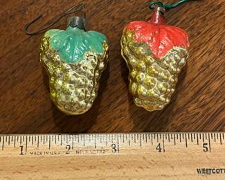 C105 - $20. Vintage European Hand Painted Glass Ornaments Grapes. 