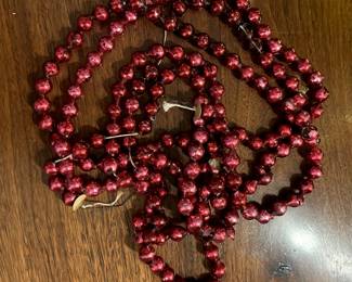 C110 - $20 Each. 2 Available. Vintage Mercury Glass Red Large Bead Garland. Some beads are broken. 