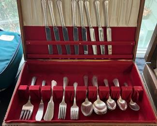 C1 - $40. Triple Plated Flatware - Service for 8. WMA Rogers Oneida. Monogramed "B". Includes Box. 