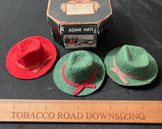 C61 - $20. Vintage Adam Hat Box Sampler W/ 3 Hats.