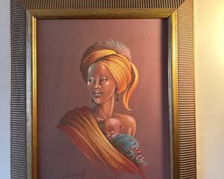 Giclée on canvas print titled "Mother & Child" by the late African-American artist Elaine Dungill 