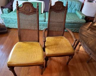 American Furniture Co. Italian Mediterranean Style Cane Back Dining Chairs (6)