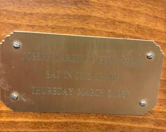 Cardinal Joseph Bernadin sat in this chair 3/5/87