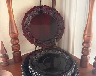 Vintage Avon 1876 Cape Cod Ruby dishes
