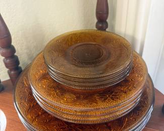 Vintage Tiara Indiana Glass amber dishes