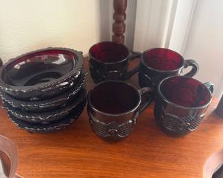 Vintage Avon 1876 Cape Cod Ruby dishes