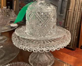 Cut crystal butter dish 