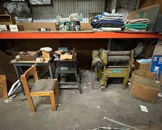 machines and moving blankets, set of 4 chairs