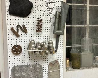 industrial artifacts, found art, bottles, part of a sculpture