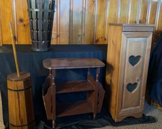 Wooden Decor Butter Churn  Magazine Table  Laundry Station 