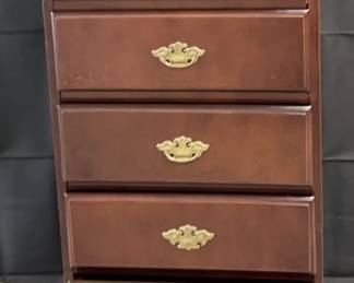 Wood 7 Drawer Chest W Ornate Brass Handles
