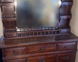 Sumter Cabinetry Company Chest Of Drawers With Wooden Mirror And Shelves 