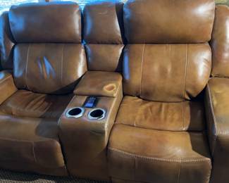 Leather Electric Loveseat With Power Recliner 