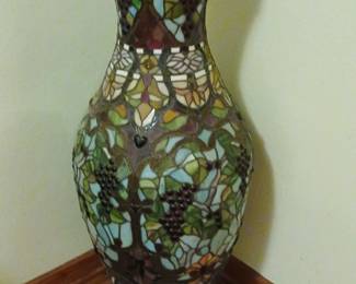 Tall Mosaic Glass Vase Lamp  Colorful StainedGlass Style Lighting
