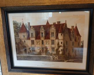 Victor Petit Chateau de la Framed Lithograph French Historic Chateau Scene