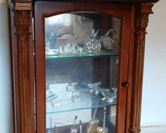 Swarovski Crystal Decorative Figurine Collection with Wall Curio Cabinet