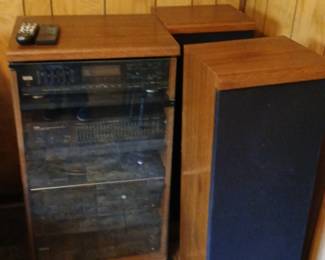 Stereo System with Cabinet  Fisher Speakers Components  Media Storage