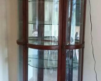 Lighted 5Shelf Wood Curio Cabinet with Glass Doors