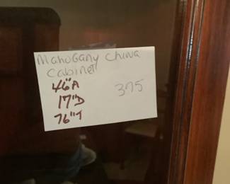 Size of XLENT China cabinet. 100.00