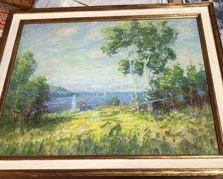 One of several pieces of art; this a nice signed vintage pastel