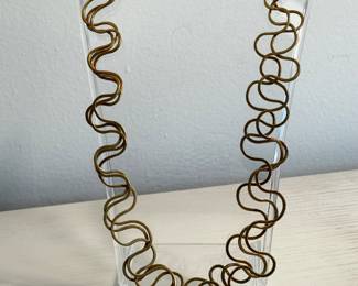 Vintage Brass Wave Link Necklace