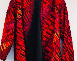 Textured Fiber Jacket - Red Sculptural Textile