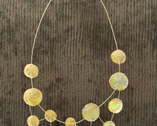 Contemporary Art-Glass Floating Disk Necklace