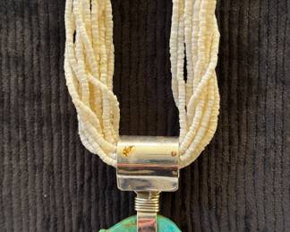 Native American Turquoise Bear Fetish Necklace