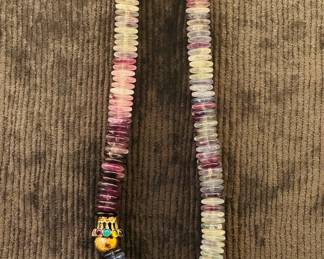 Multi Color Fluorite Disk Bead Necklace