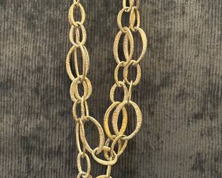Vintage Hammered Gold - Tone Multi Link Necklace