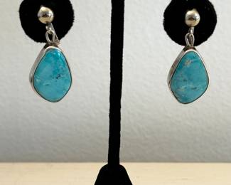 Sterling Silver with Blue Turquoise Dangle earrings