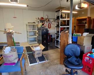 garage, chairs, shelving,etc