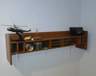 wall shelf, helicopter model, etc