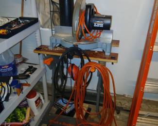compound miter saw on work mate