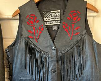 LEATHER VESTS AND JACKETS.